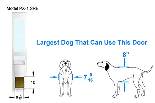Power Pet Electronic Dog Door - High Tech Pet Electronic Pet Doors - Fully Automatic Sliding e-Glass Electronic Dog Doors - Large Pets up to 100 lbs - Tall 92-3/4 - 96 Patio Doors - PX2-SEGT