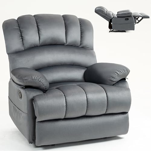 40'' Wide Manual Recliner Chair, Adjustable Angle Home Theater Seating, Oversized Fabric Sleeper Chair with Footrest, Lounge Lazy Sofa Reading Arm Chair for Living Room Lounge (Yellow)