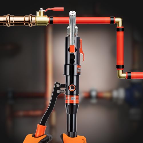 Copper Tube Fittings Hydraulic Copper Pipe Crimping Tool with 1/2 inch,3/4 inch and 1 inch Jaws Copper Pipe Press Crimpers Pressing Pliers,Suit for Narrow Space and Tee Fittings