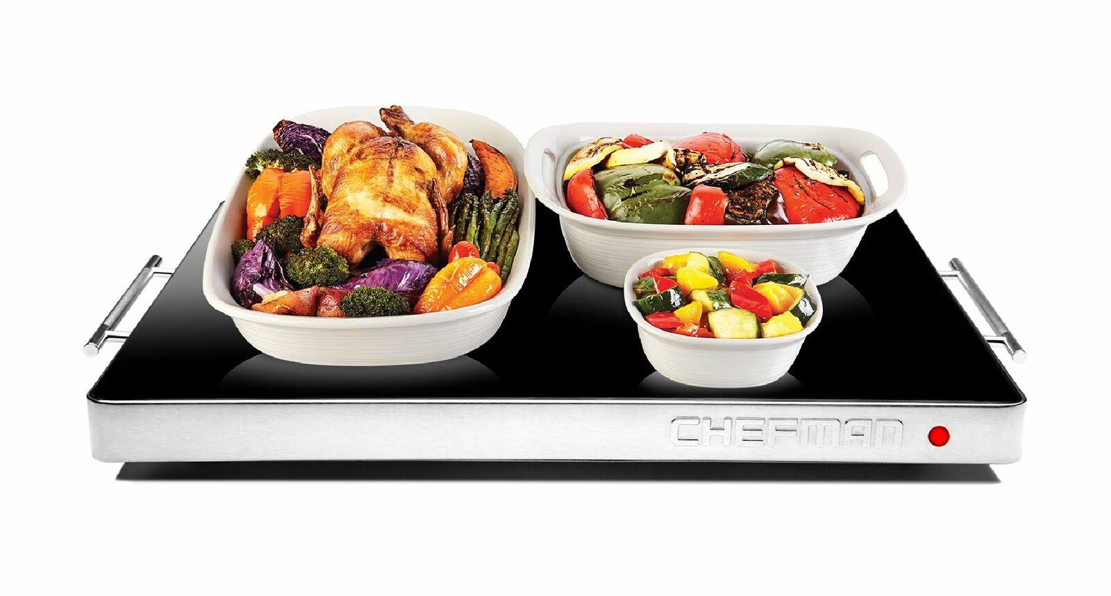 Electric Warming Tray Food Warmer Adjustable Temperature Glass Top Large Size 509247