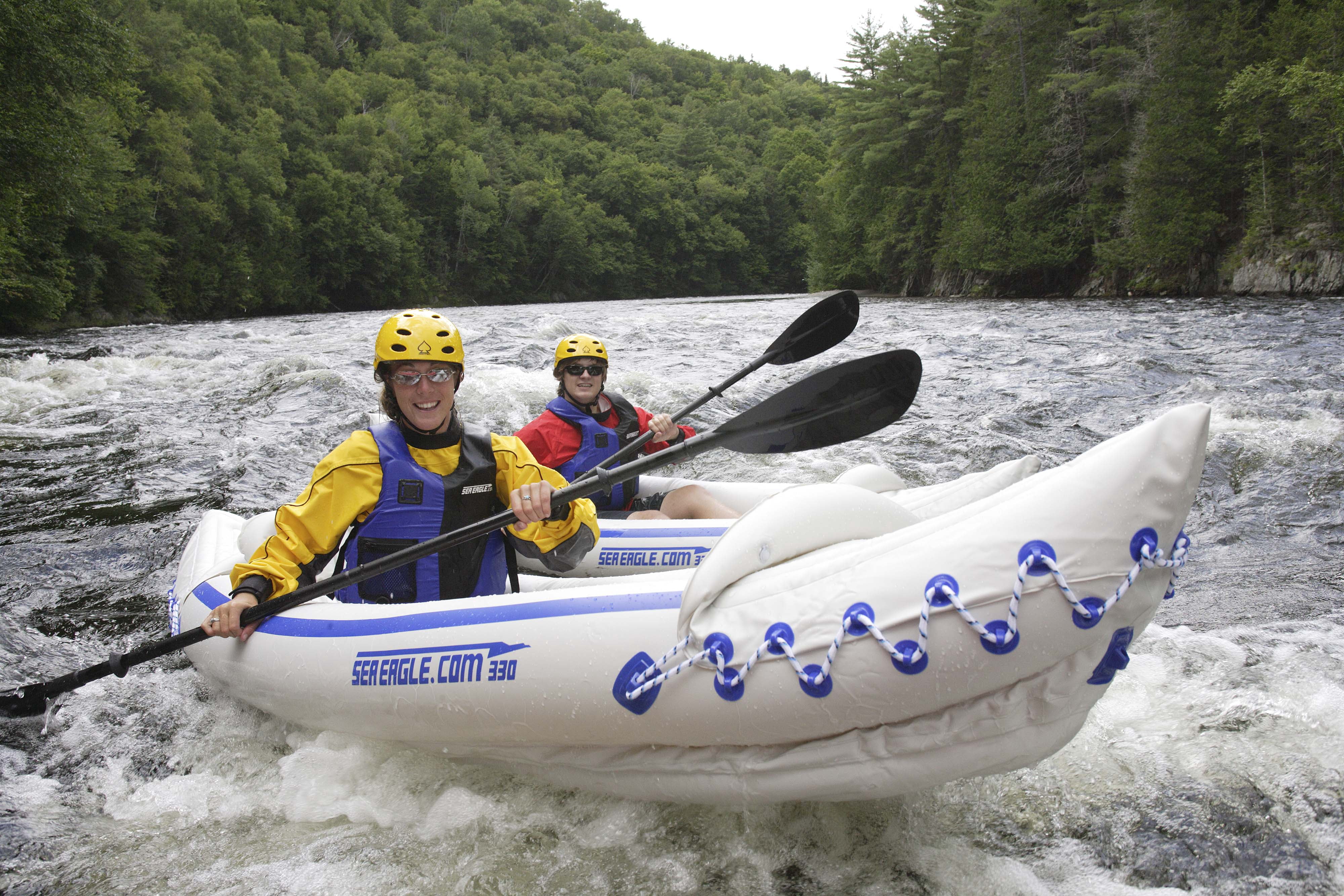 Sea Eagle SE330 Two Person Inflatable Sport Kayak Boat with Seats, Paddles, Bag and Pump-Affordable-Lightweight-Portable- QuikSail Package