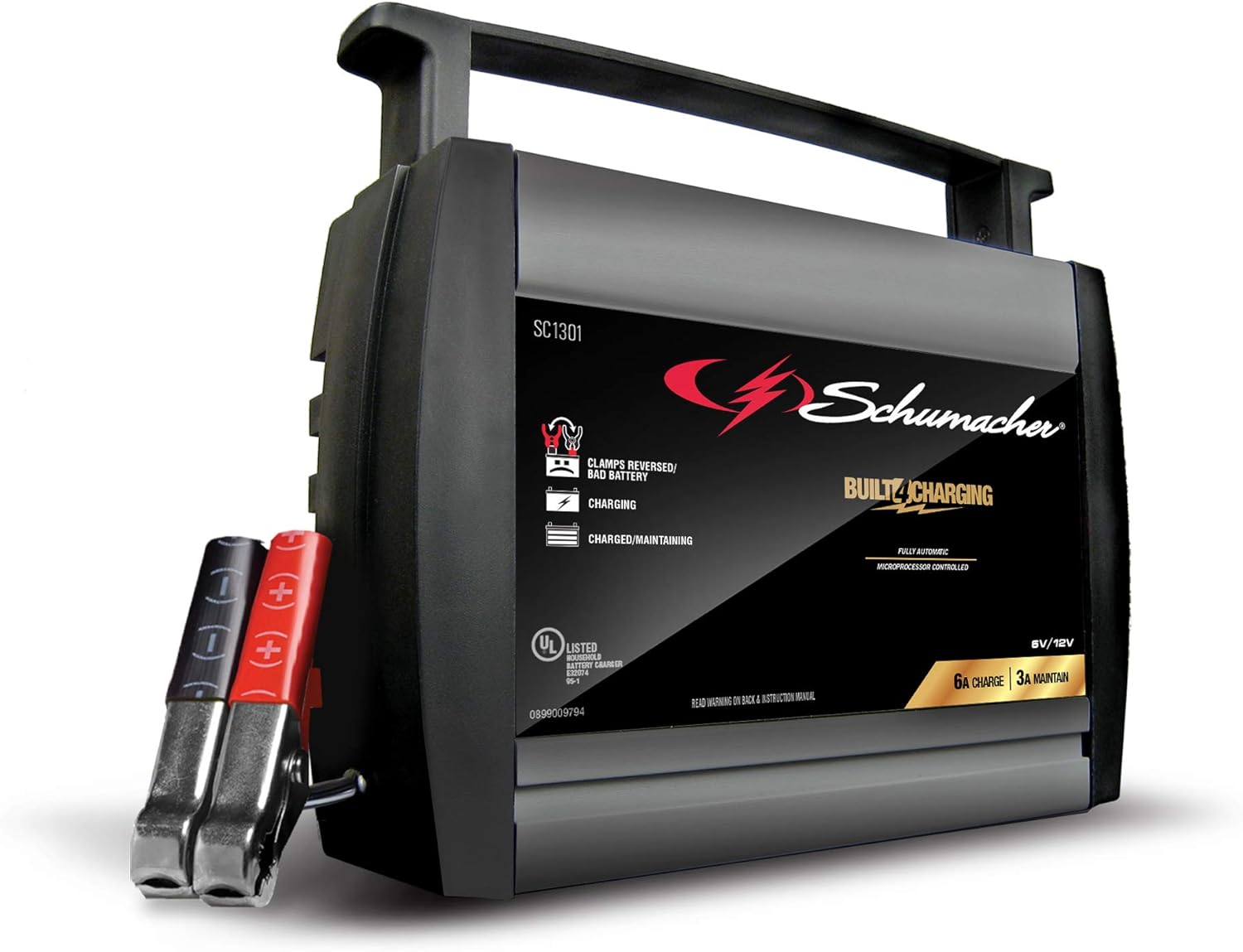 Schumacher SC1304 Fully Automatic Battery Charger Maintainer, and Auto Desulfator with Battery Detection - 15 Amp/3 Amp, 6V/12V - For Cars, Trucks, SUVs, Marine, RV Batteries
