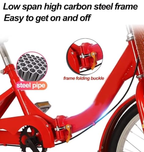 Folding Adult tricycles with Back seat,Elderly Rickshaw Pedals Tricycle,Cruiser Trike,3 Wheels Bicycles for Hanging Out and Traveling,Front and Rear Brakes