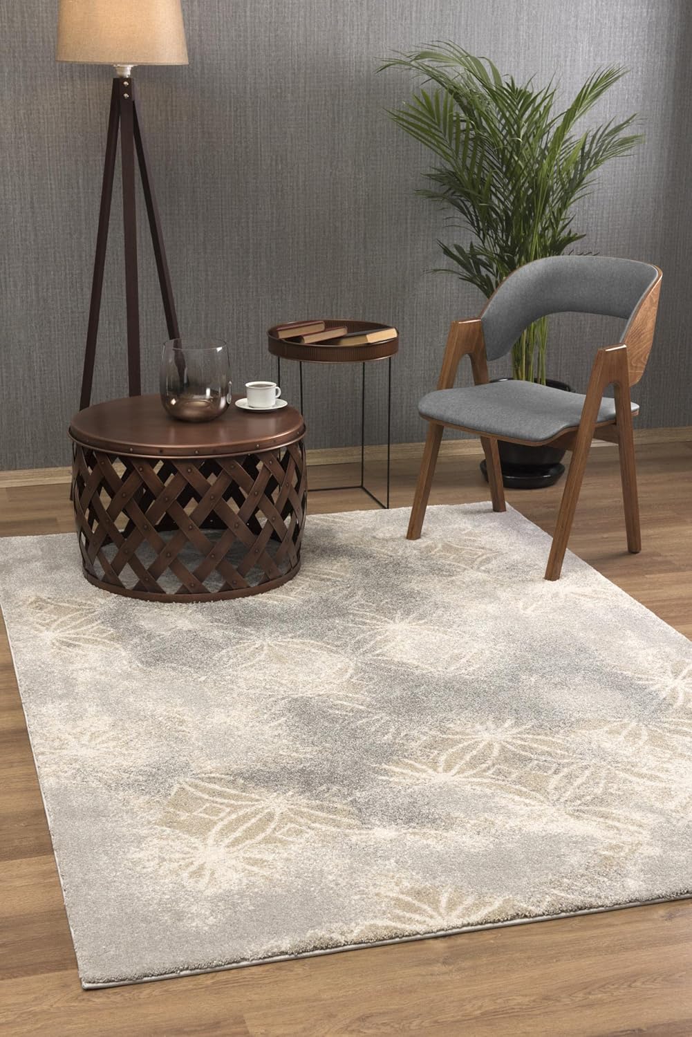 New Zealand Plush Contemporary Scandinavian Grey Brown Indoor Area Rug for Living Room, Bedroom, Dining Room, and Kitchen - 4' x 6' (3'9" X 5'6")