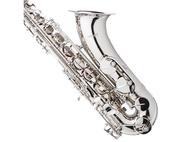 Mendini by Cecilio MTS-N+92D Nickel Plated B Flat Tenor Saxophone with Tuner, Case, Mouthpiece, 10 Reeds and More