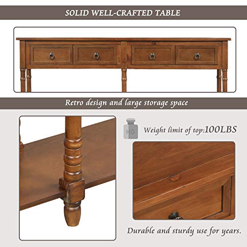 Merax (Antique Grey Wood Retro Console Table for Entryway Hallway Front Door Sideboard with Drawers and Bottom Shelf, Type 3