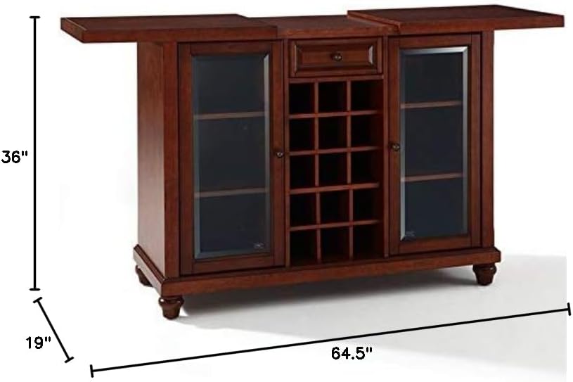 Pemberly Row Sliding Top Home Bar Cabinet in Vintage Mahogany