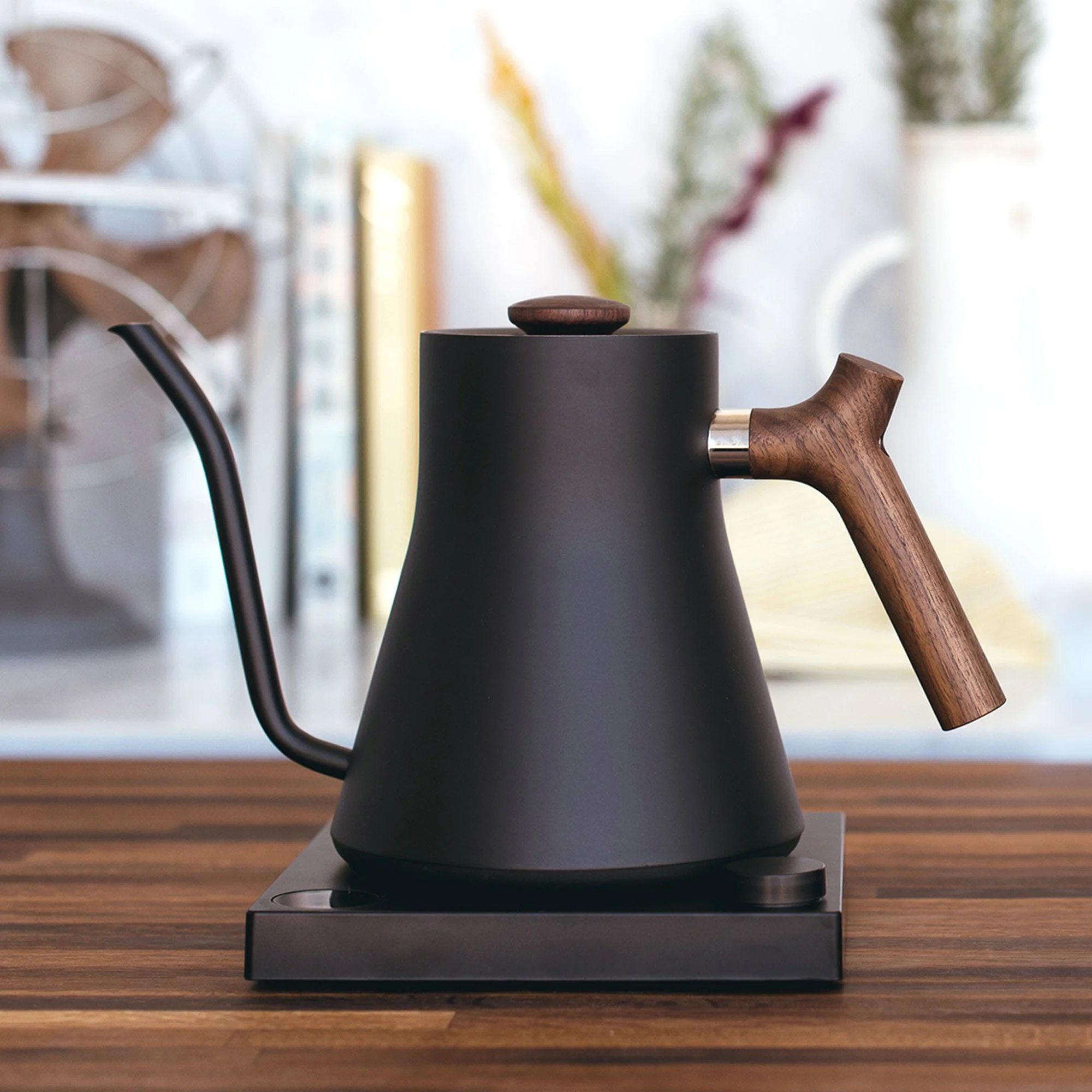 Fellow Stagg EKG 0.9L 120V Electric Pour Over Kettle, Matte Black with Walnut Handle