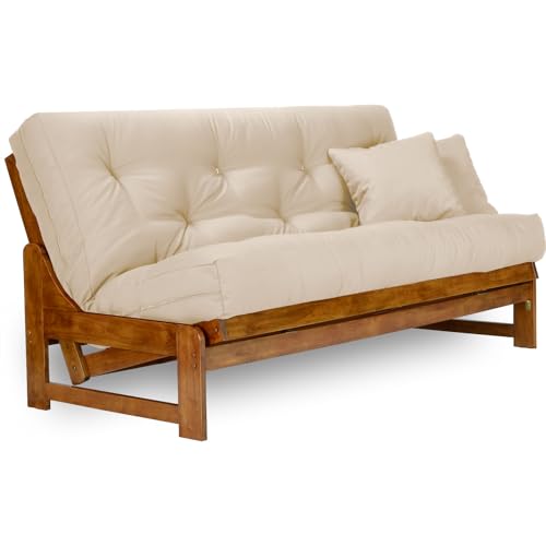 Arden Futon Set - Queen Size, Frame, 8" Mattress, Twill Hunter Green Cover