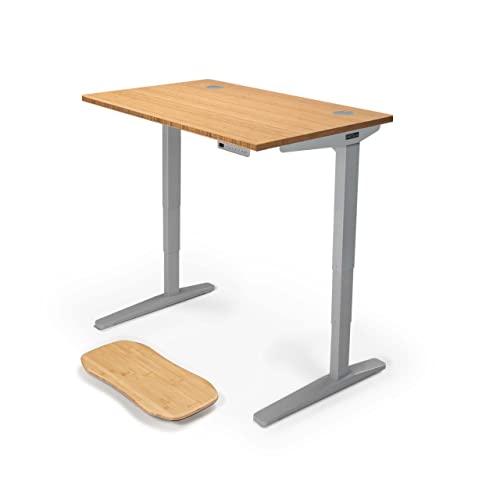 Uplift Desk Bamboo (48 x 30 inch) Standing Desk 2-Leg V2 Adjustable Stand Up C-Frame (Gray), Advanced Keypad, Wire Grommets, Wire Tray, Rocker Board