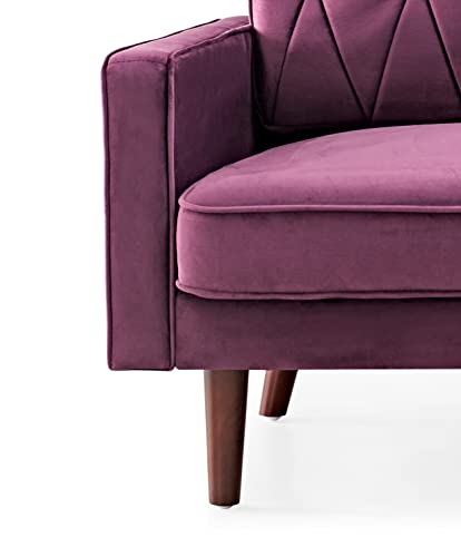 Modern Style Tufted Velvet Couch for Living Room with Soft Fabric Upholstery and Solid Wood Frame, 57.5'' Wide Loveseat, EGGPLANT