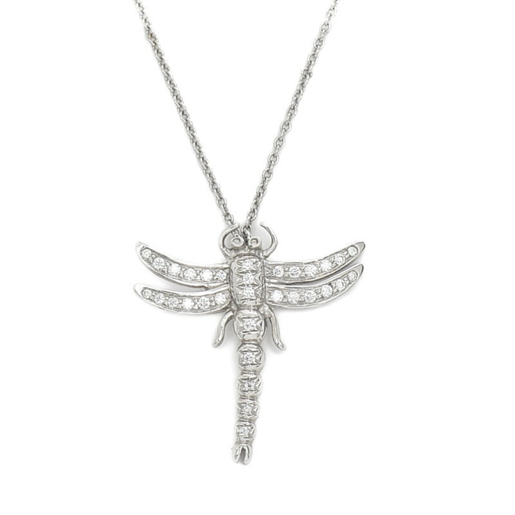 Pre-Owned Tiffany Dragonfly Motif Necklace Pt950 Diamond (Good)