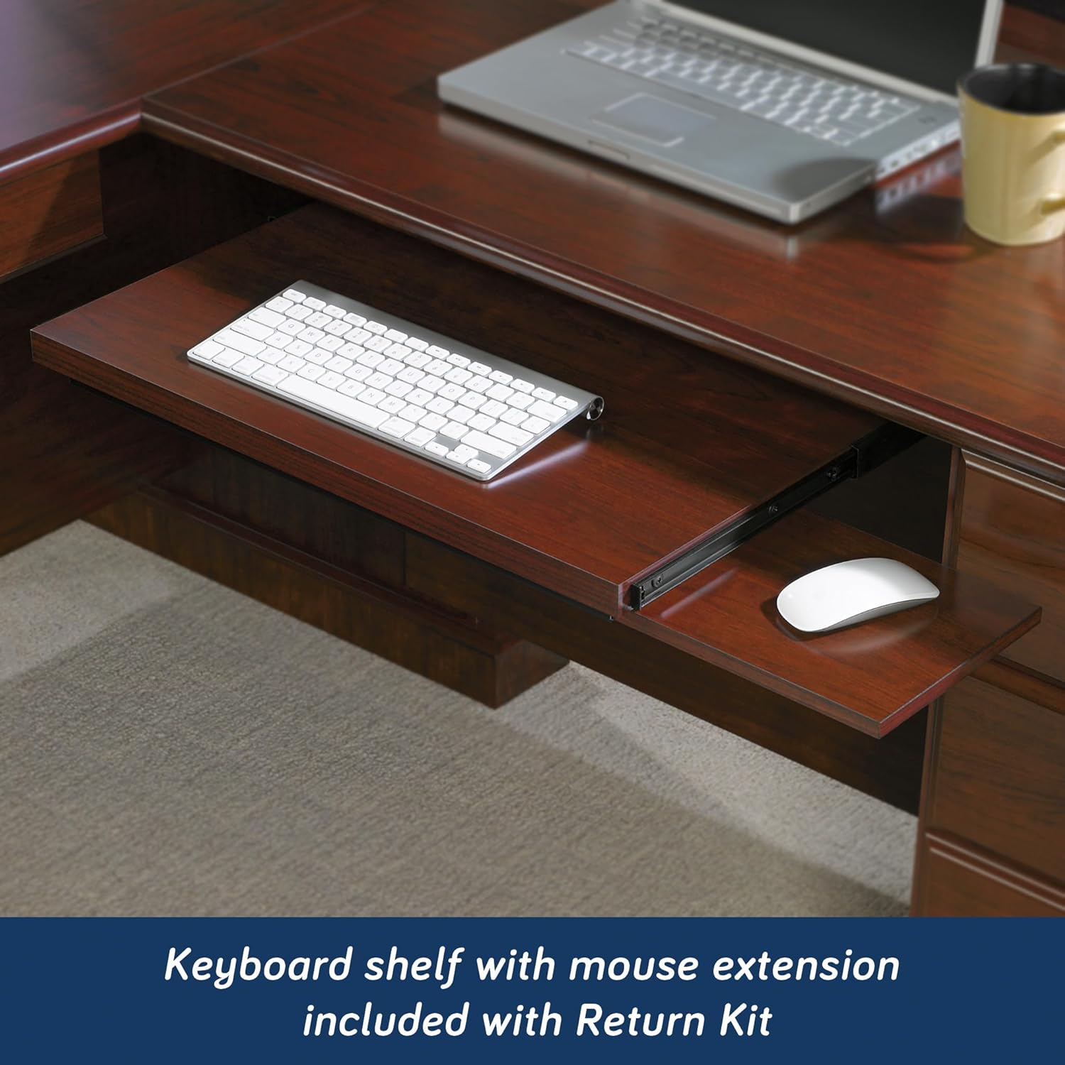 Sauder Heritage Hill L-Shaped Desk with Office Hutch, L: 70.50" x W: 23.50" x H: 71.19", Classic Cherry