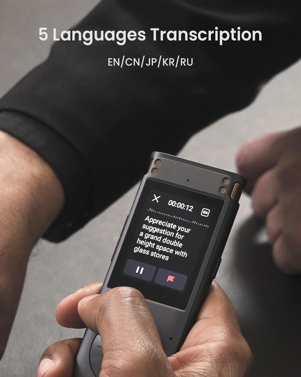 AI Voice Recorder, 100% Offline Voice Recorder with Playback, Transcribe & Summarize Function, 2-inch Touch Screen Audio Recorder Zoom Recorder Device for Lectures, Conference, Interview