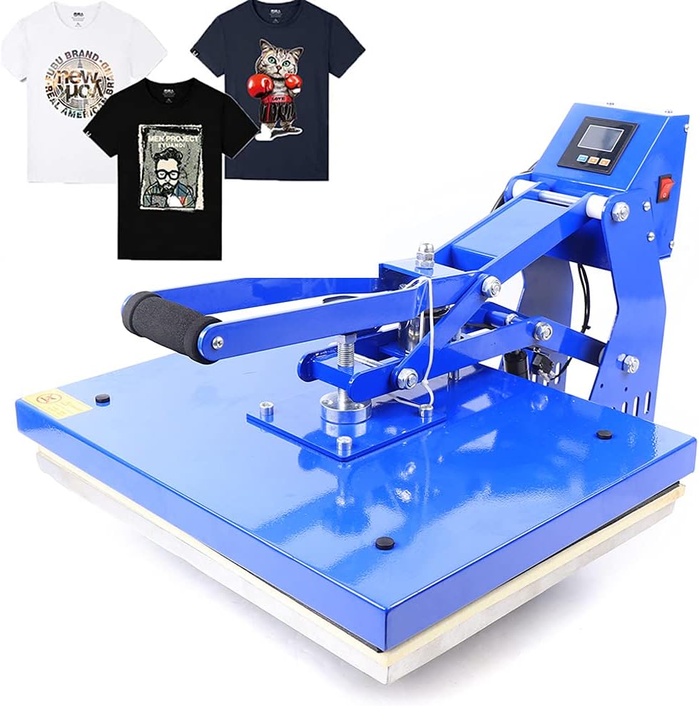 Auto Open Heat Press Machine 16x20 Inch Clamshell Heat Press, Digital Clam Heat Press for T Shirts Bags Mouse Pads More, Home Heat Transfer Machine for Gifts Business, blue