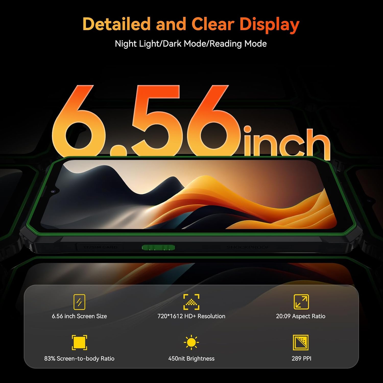 Blackview BV6200 Rugged Phones Unlocked 2024, Rugged Smart Phone 13000mAh 18W Charge, 6.56" Android 13, 8GB+64GB/1TB Expand Rugged Phone, IP69K Waterproof, Three Card Slots, 4G T-Mobile/OTG