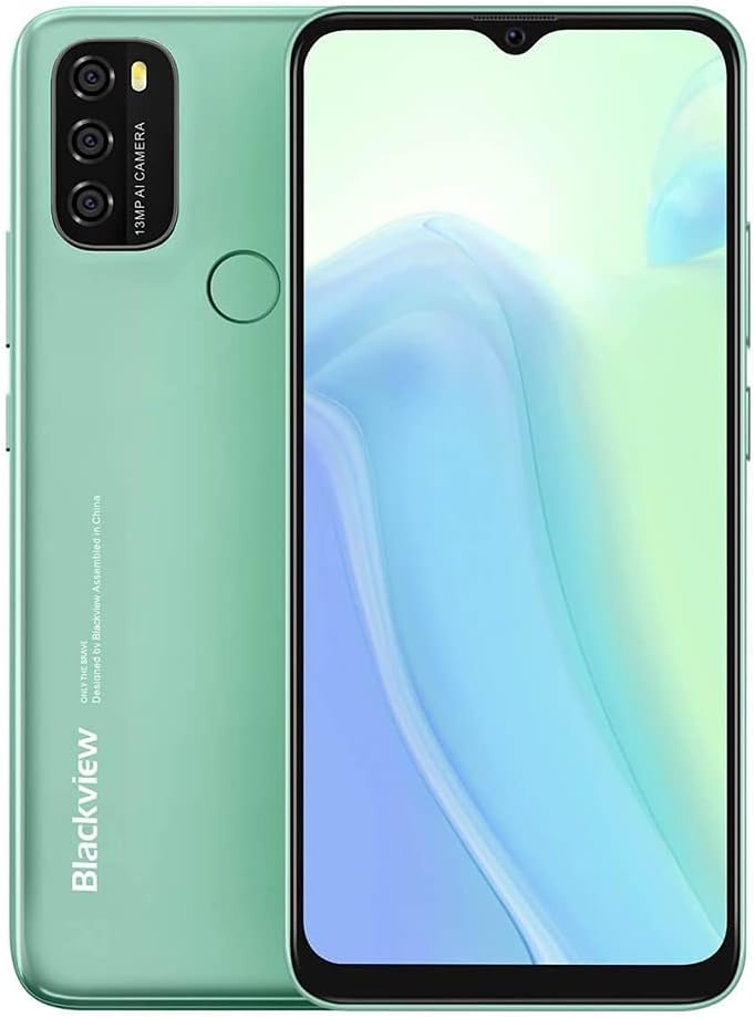 Unlocked Smartphone Blackview A70 6.5 Inch Android 11 Cell Phones 4G 3GB RAM+32GB ROM Face Unlock Dual SIM 5380mAh US Version Compatible for AT&T - Green
