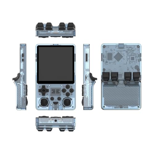 RGB20SX Handheld Game Console with 30,000 Classic Games, 4 Inch IPS Video Game Player, 16+256G Linux System RK3566 Portable Retro Gaming Console for Adults, Transparent Black