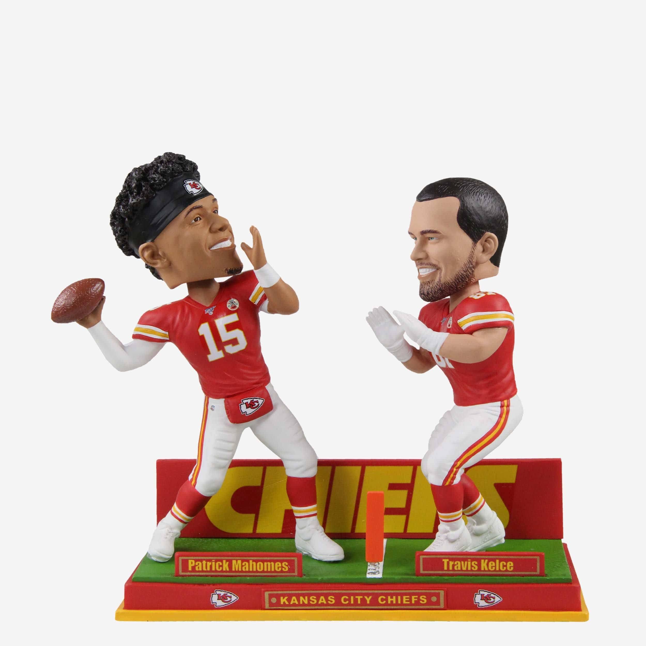 Kansas City Chiefs Patrick Mahomes u0026 Travis Kelce Dual NFL Resin Bobblehead Set