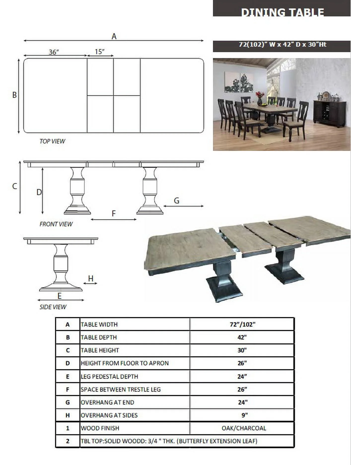 Lowel 9 Piece Formal Dining Room Set, Extendable Table & 8 Chairs
