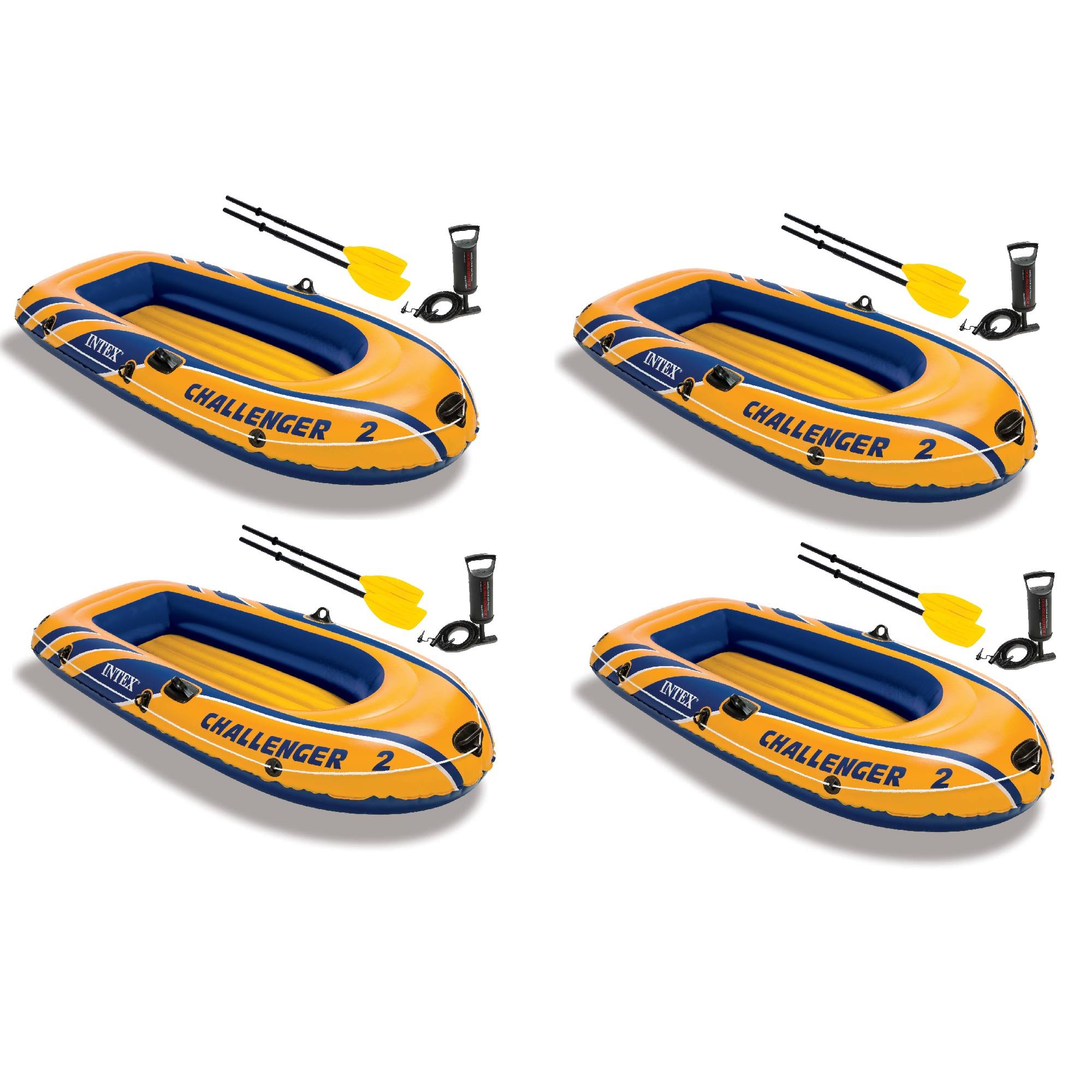 Intex Inflatable 2 Person Floating Boat Raft Set w/ Oars u0026 Air Pump (4 Pack)