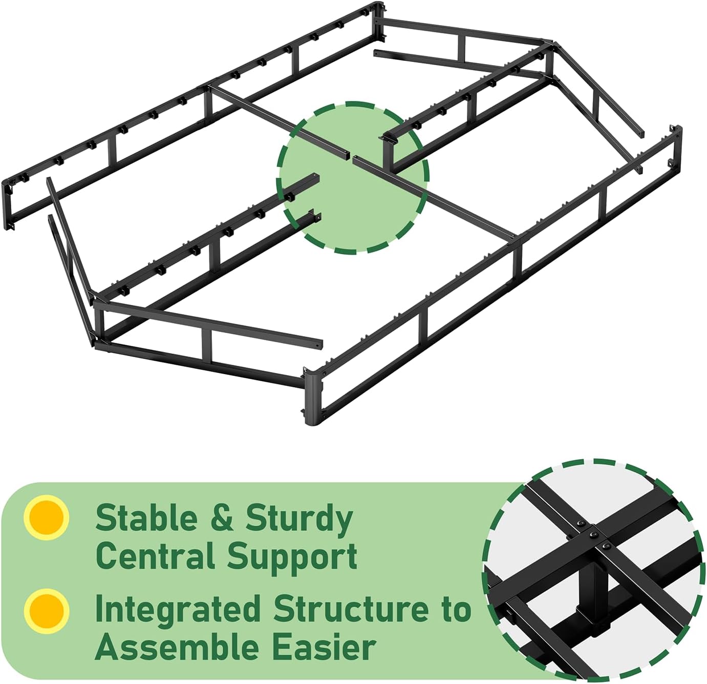 9 Inch High Full Box Spring, Low Bed Frame with Fabric Cover, 3500 Lbs Heavy Duty Metal Mattress Base, Easy Assembly, Noise Free