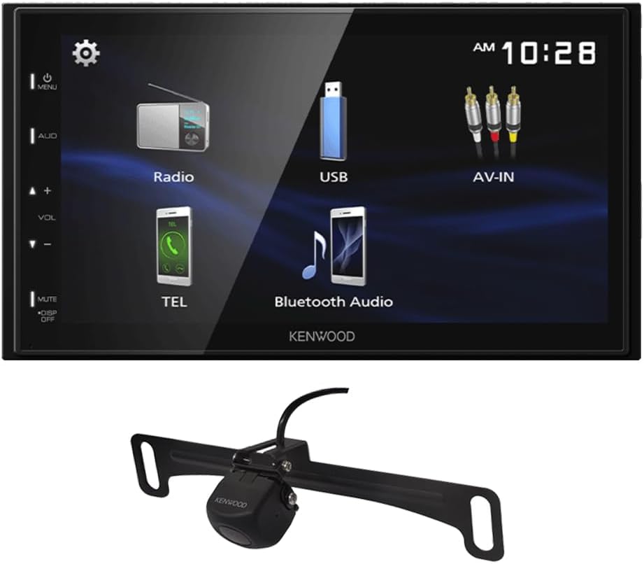 KENWOOD DMX129BT 6.8 Inch LCD Touchscreen Digital Media Car Stereo, Bluetooth Audio and Hands Free Calling, Double Din | Plus KENWOOD CMOS-230LP Universal Backup Camera