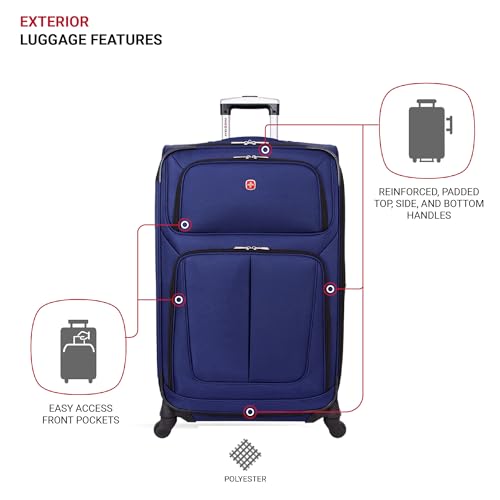 SwissGear Sion Softside Expandable Luggage, Black, Checked-Large 29-Inch