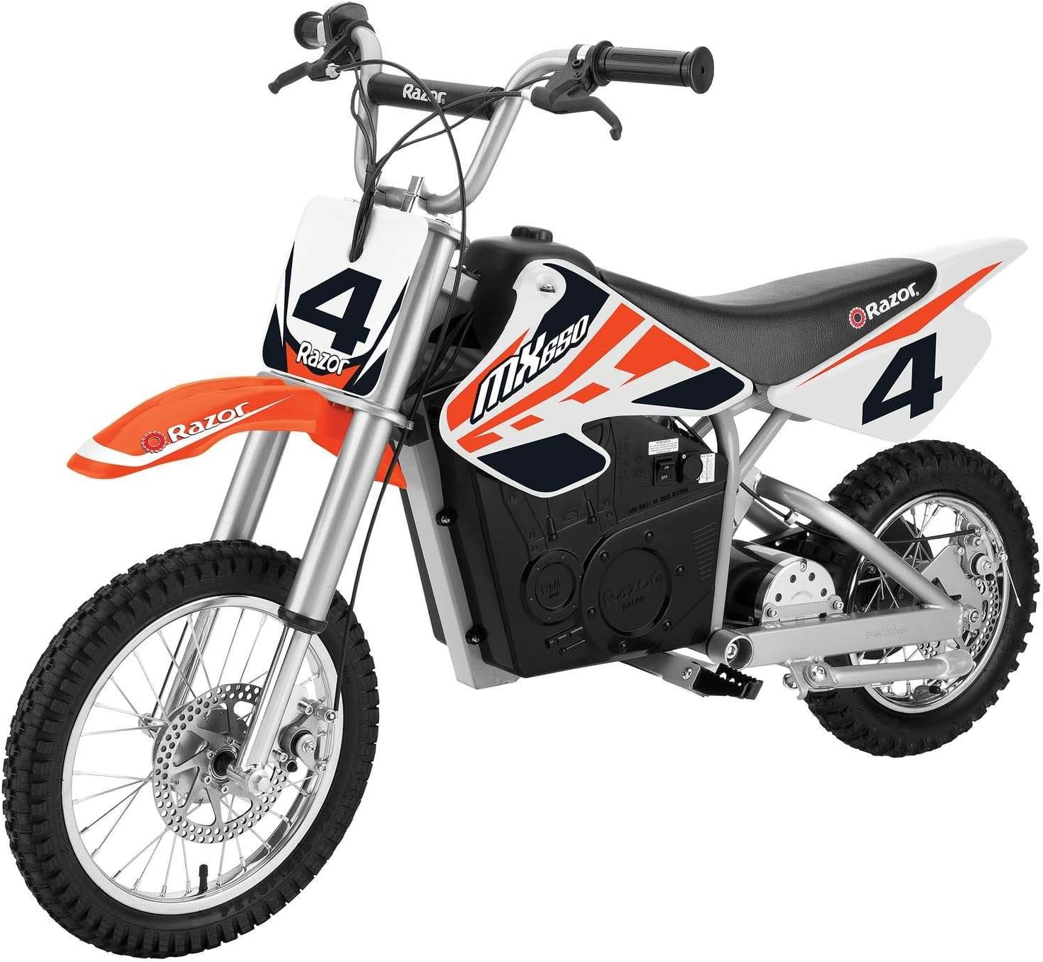 Razor MX650 Dirt Rocket Ride On High-Torque Electric Motocross Motorcycle Dirt Bike, Speeds up to 17 MPH, 1 Orange & 1 Black
