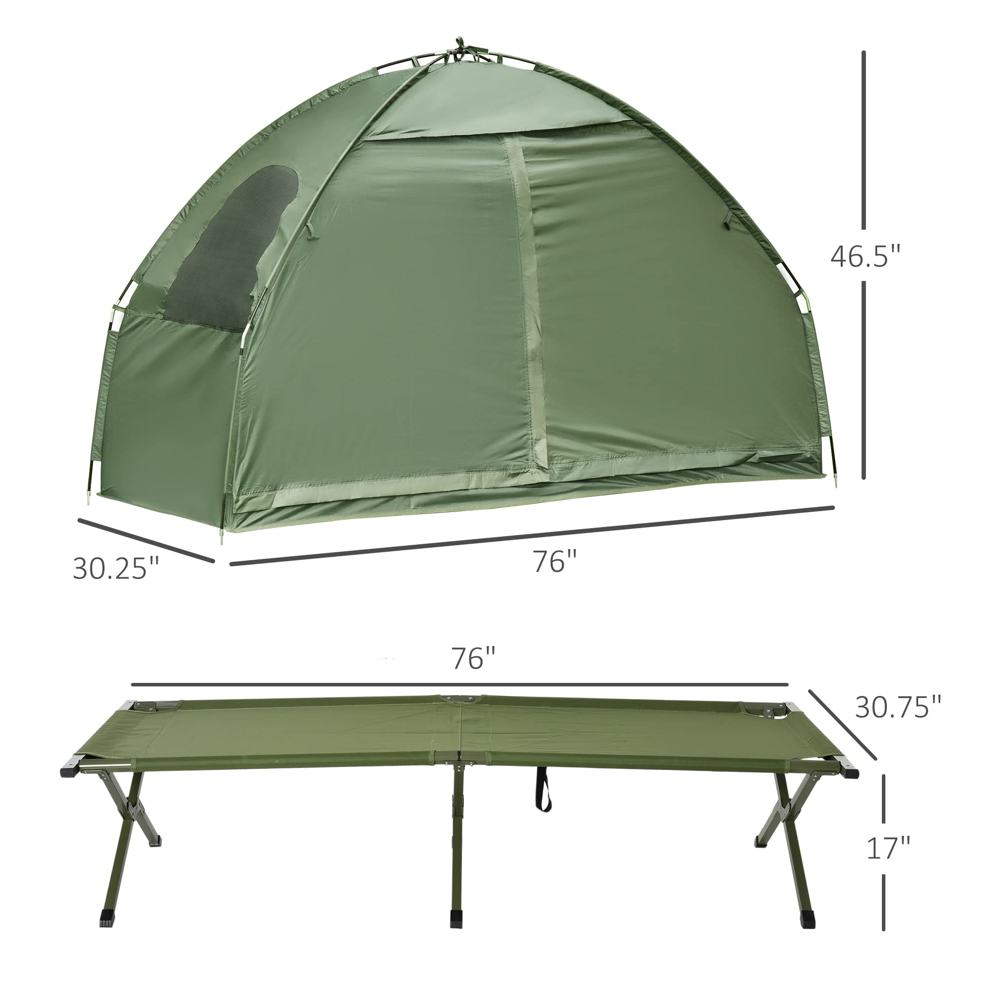 Camping Tent Cot, Single Person Folding Cot Combo, Off-Ground Tent, Covered Outdoor Bed with Carry Bag for Hiking, Camping