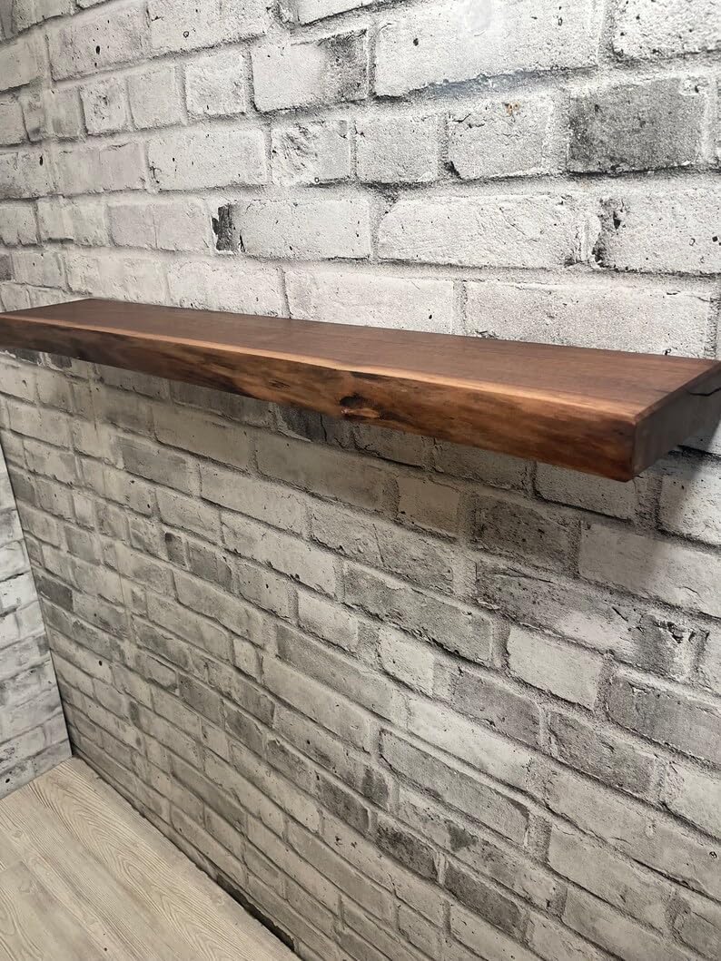 Live Edge Walnut Floating Shelf Kitchen Shelves Bathroom Shelf Brackets