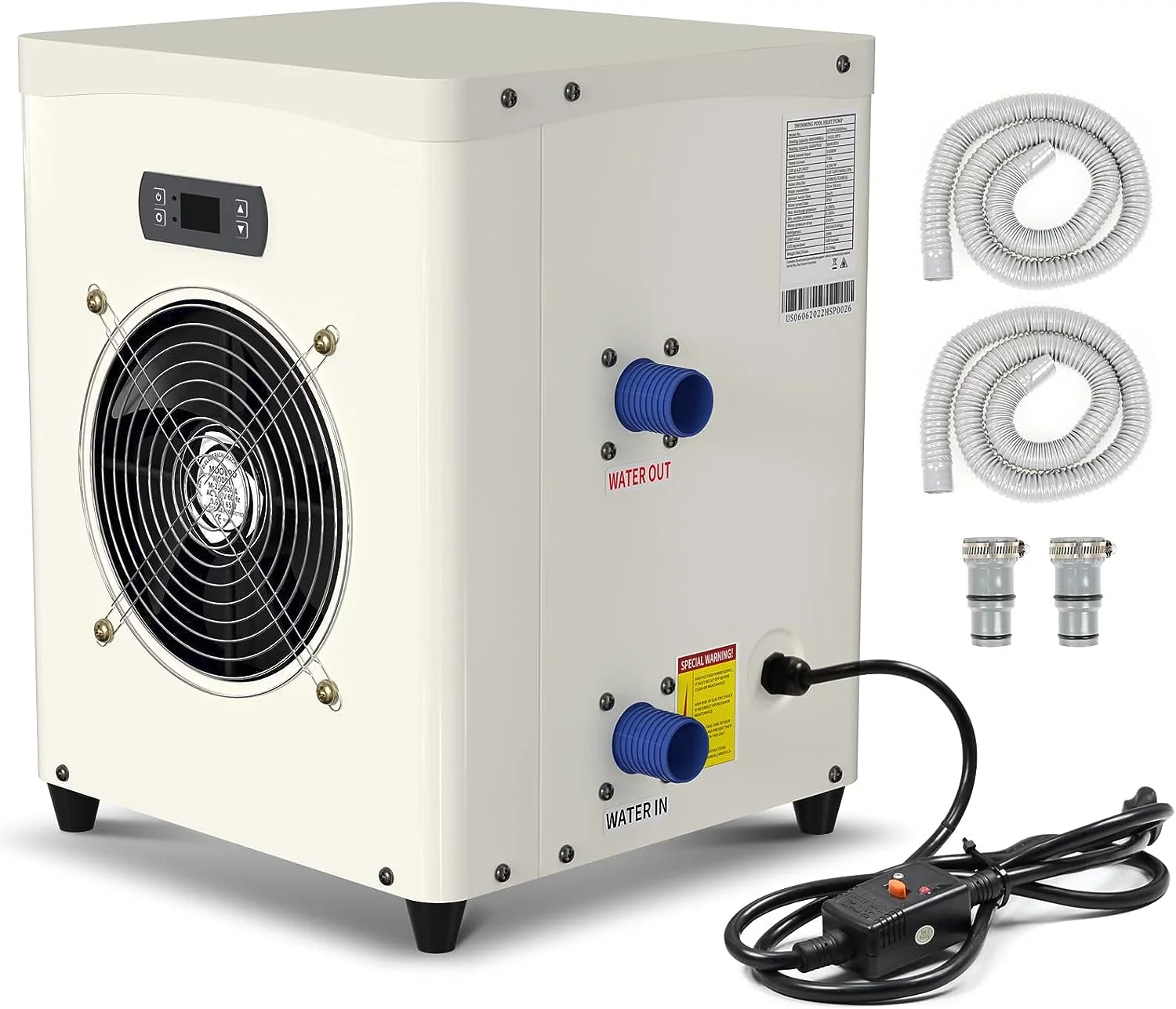 Pool Heater for Above Ground Pools, Mini Swimming Pool Heat Pump for Above-Ground Pools, Electric Pool Heater 14300 BTU/hr,Up to 4000 gallons, 3.45 kW/110V /60Hz