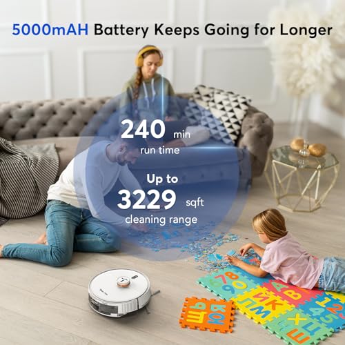 D20S Max+ Robot Vacuum and Mop, 6000Pa Suction for Pet Hair, with Self-Emptying Dock and Pet Grooming Parts, 10 Weeks Hands-Free Cleaning, PreciSense LiDAR Navigation, App & Voice Control