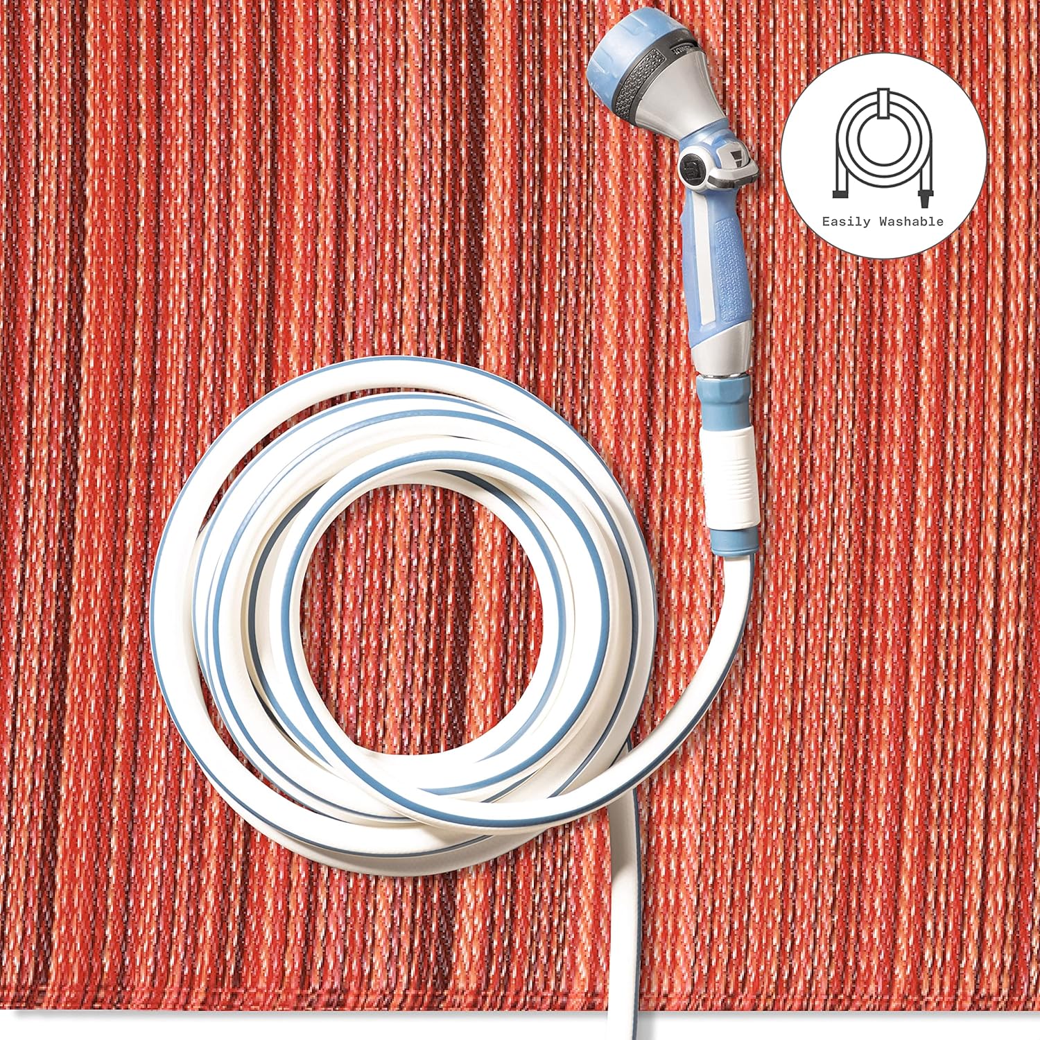 Fab Habitat Outdoor Rug - Waterproof, Fade Resistant, Crease-Free - Premium Recycled Plastic - Striped - Large Patio, Deck, Sunroom, Camping, RV - Cancun - Sunset - 6 x 9 ft