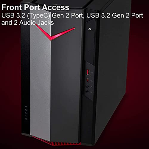 acer Nitro Gaming Desktop, 2023, Intel Core i5-12400F 6-Core 4.4GHz, NVIDIA GeForce GTX 1650 4GB GDDR6, 16GB DDR4, 512GB SSD, Windows 10 Home, Wi-Fi 6E, Bluetooth 5, 1xHDMI, 1xDP, 7xUSB, Black