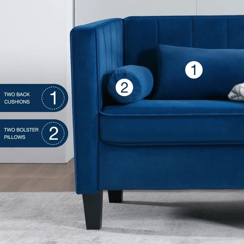 INMOZATA Velvet Loveseat Sofa Couch for Living Room, 65" Modern Sofa, Small Couches for Small Spaces with Bolster Pillows and Back Cushion, Comfy 2-Seater Couch for Bedroom, Apartment, Office Green