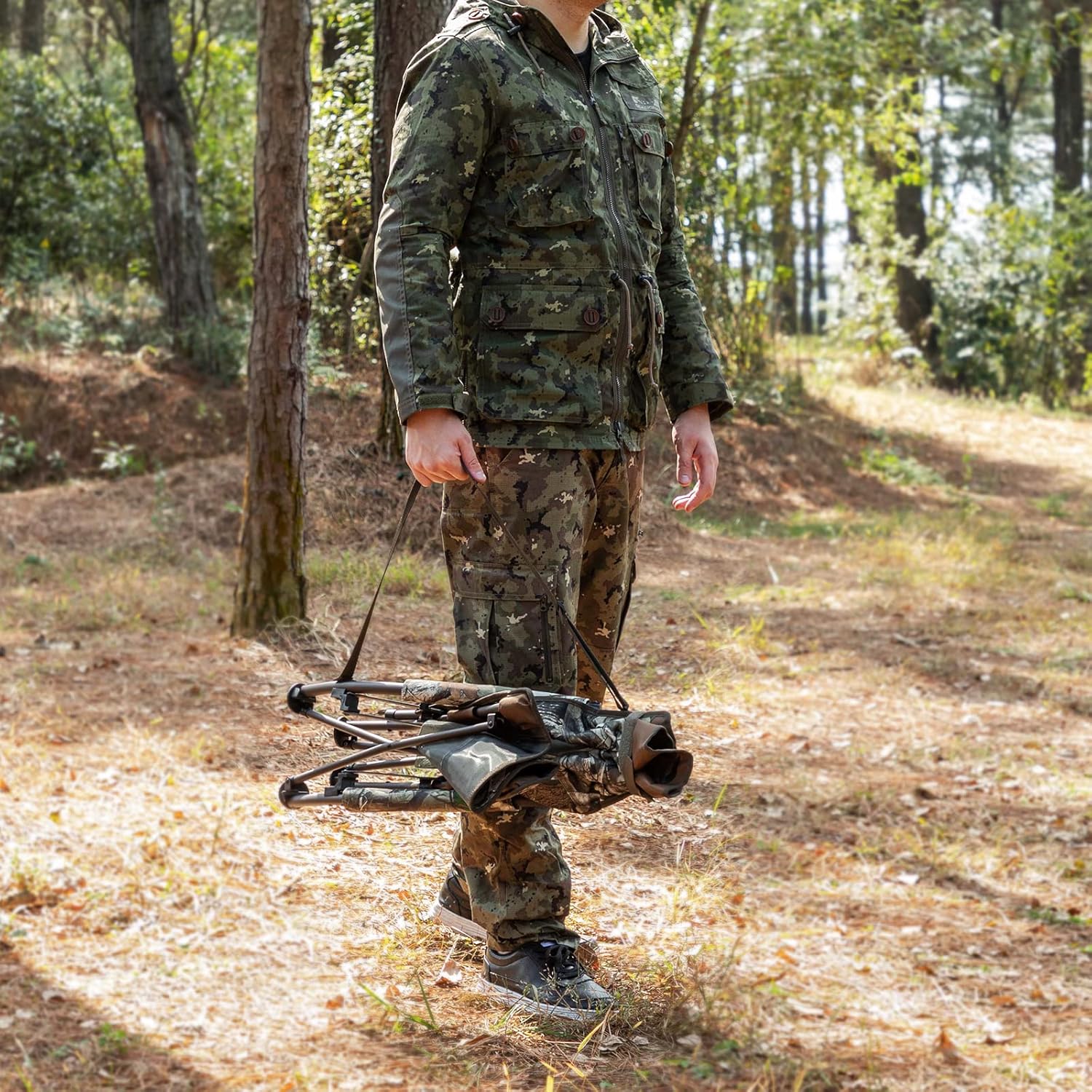 TR Low-Profile Hunting Chair Portable,Folding Camping Chairs Turkey Low Seat with Carry Bag,CAMO