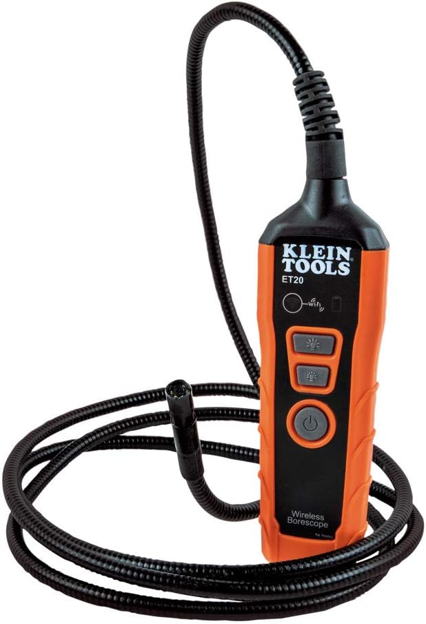 Klein Tools ET20 WIfi Borescope Inspection Camera with Rechargeable Lithium-Ion Battery and On-Board LED Lights