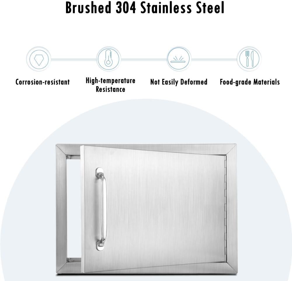 Karpevta Outdoor Kitchen Doors 14''W X 20''H Inch BBQ Access Door - Stainless Steel Single Wall Construction Vertical Door for Outdoor Kitchen Grilling Station or Commercial BBQ Island