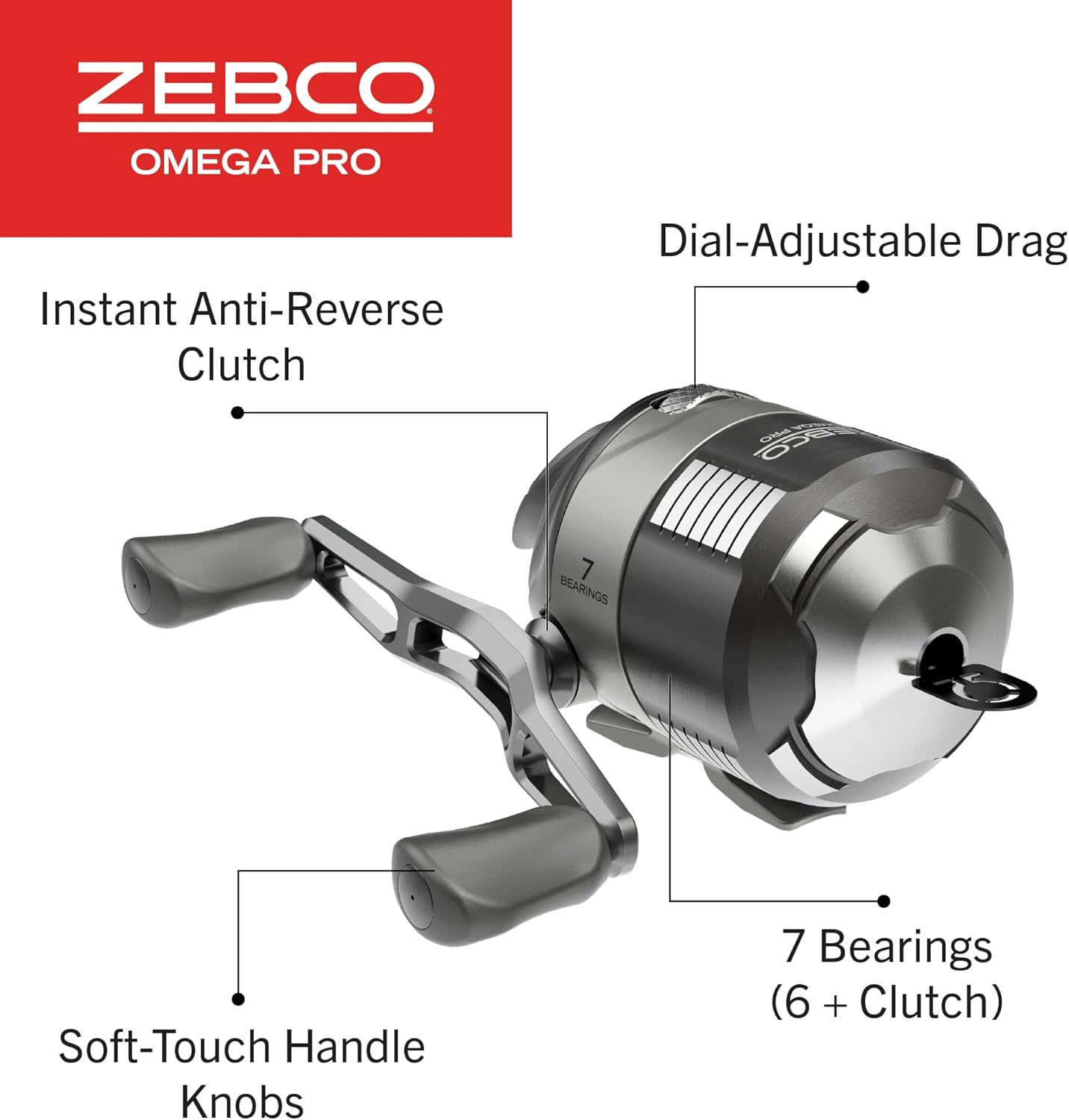 Zebco Omega Pro Spincast Reel and Fishing Rod Combo, IM6 Graphite Fishing Pole, Size 30 Reel, Pre-spooled with 10-Pound Zebco Line