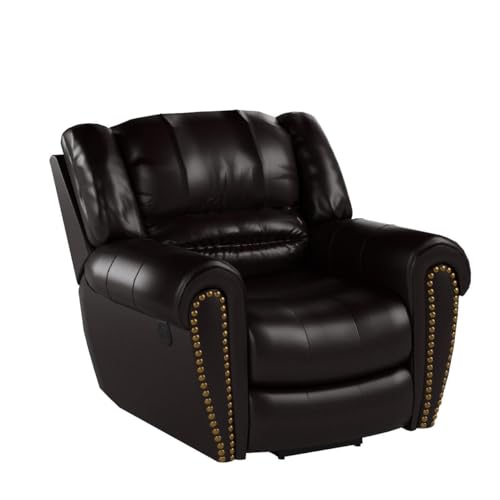 CANMOV Leather Recliner Chair Set of 2, Classic and Traditional Manual Recliner Chair with Comfortable Arms and Back,Manual Single Recliner Sofa for Living Room, Nut Brown