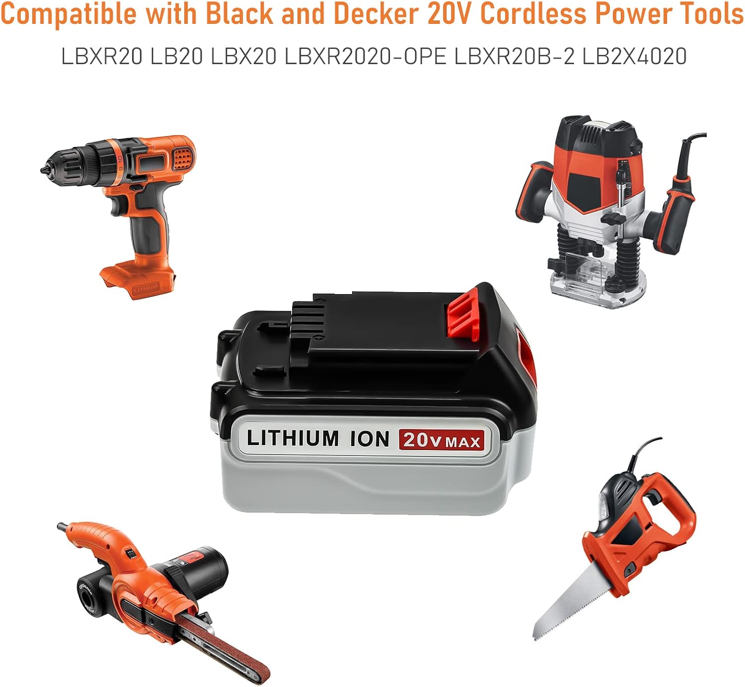 2 Pack 5.0Ah LBXR20 Replacement Battery Compatible with Black and Decker 20V Battery Lithium Ion LB20 LBX20 LBXR2020-OPE LBXR20B-2 LB2X4020 LB2X4020-OPE Tools Pack of 2