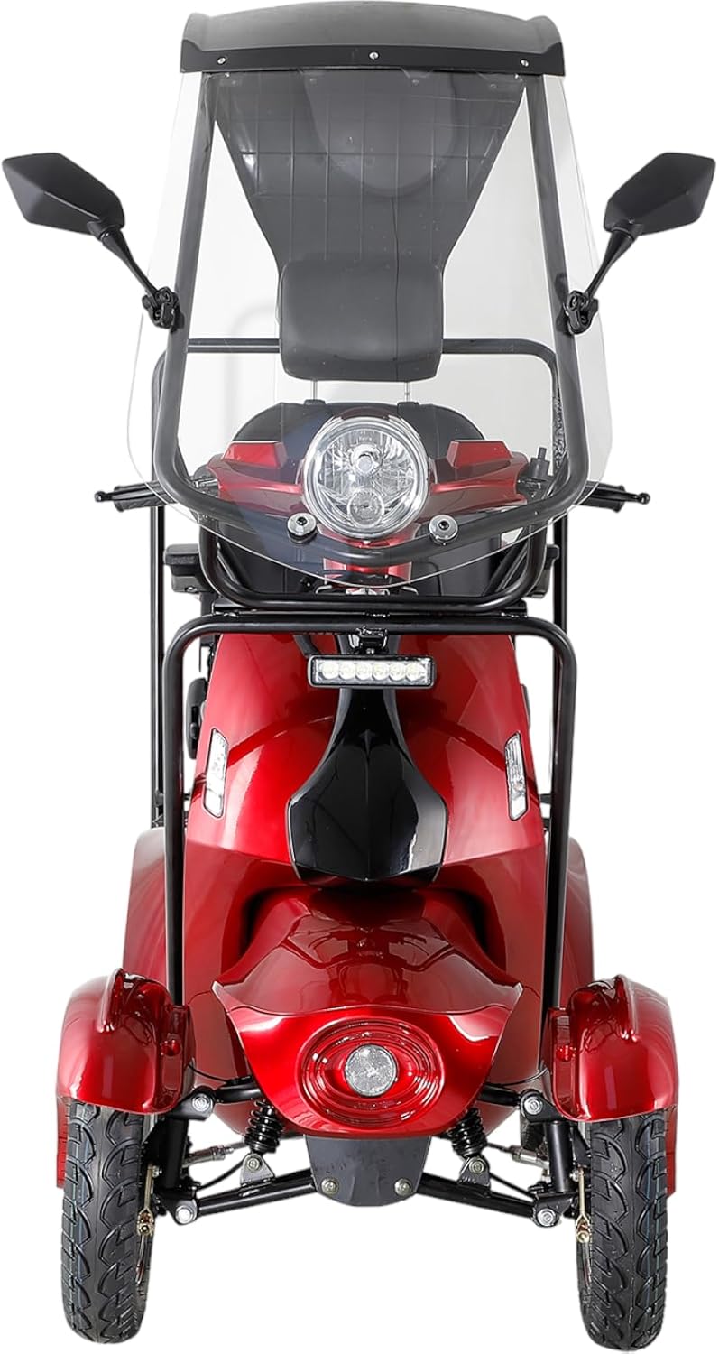 Heavy Duty Mobility Scooter with Roof & Windshield - Electric Powered Wheelchair for Seniors & Adults 500lbs Capacity- 800W Fast Mobility Chair with Long Range Battery Remote Keys