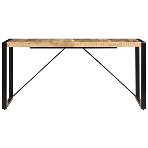 Kitchen & Dining Tables Dining Table 63"x31.5"x29.5" Solid Mango Wood,Industrial Mango Wood Dining Table with PowderCoated Steel Legs for 6 Home & Kitchen Furniture