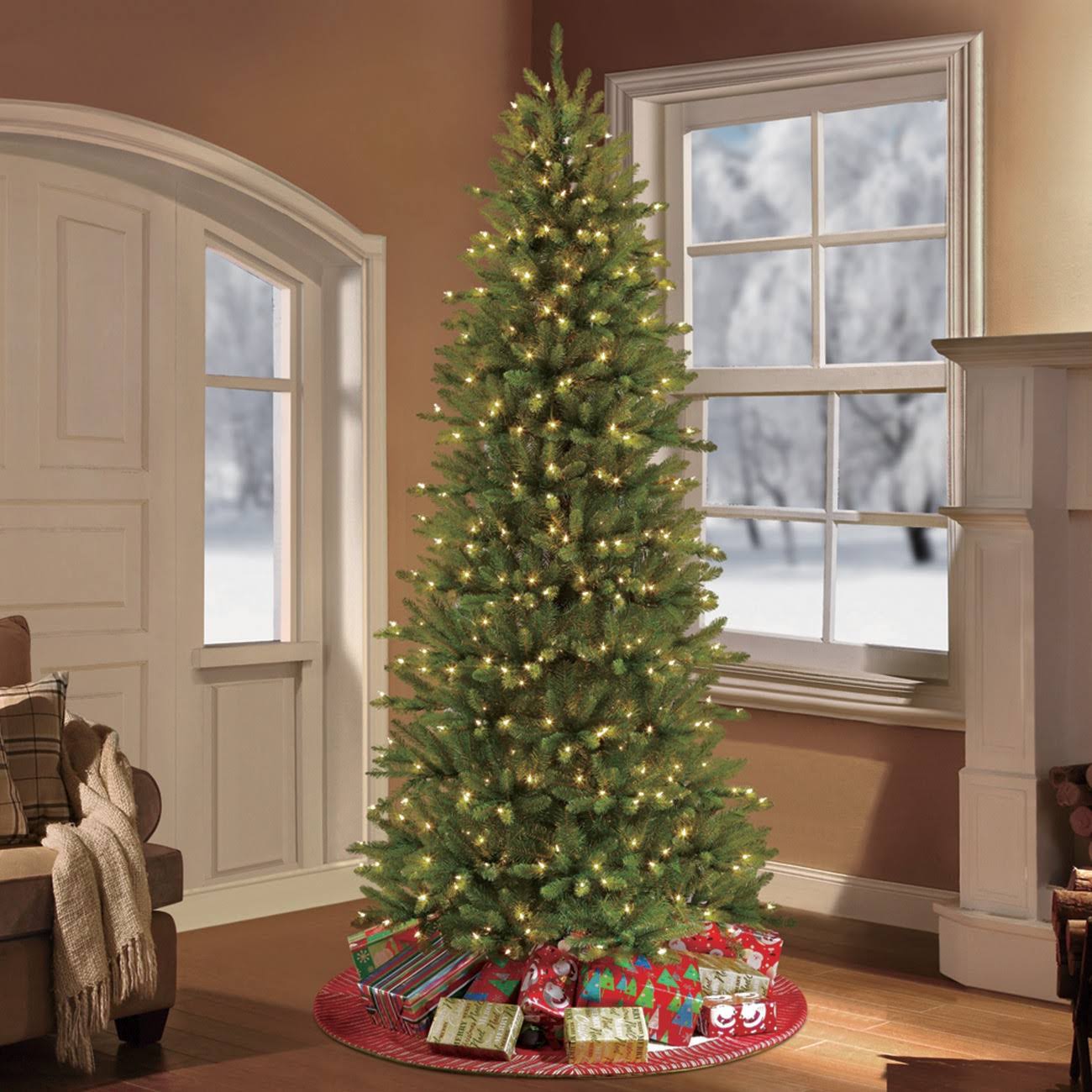 6.5ft Pre-Lit Artificial Christmas Tree Forest Fir - Puleo