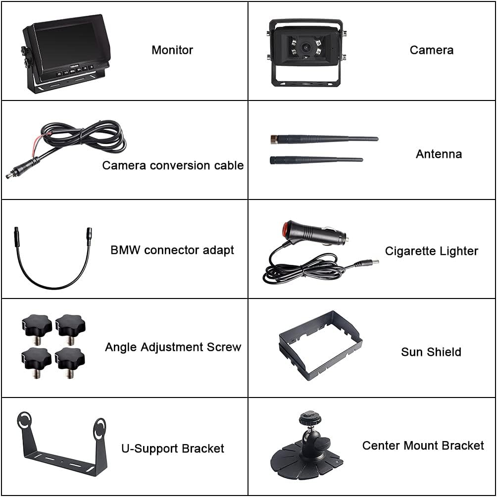Haloview MC7108 Wireless RV Backup Camera System 7'' Monitor Built in DVR Rear View Camera with Infrared Night Vision and Wide Viewing Angle for Truck/Trailer/RV/Pickups/Camping Car/Van/Farm