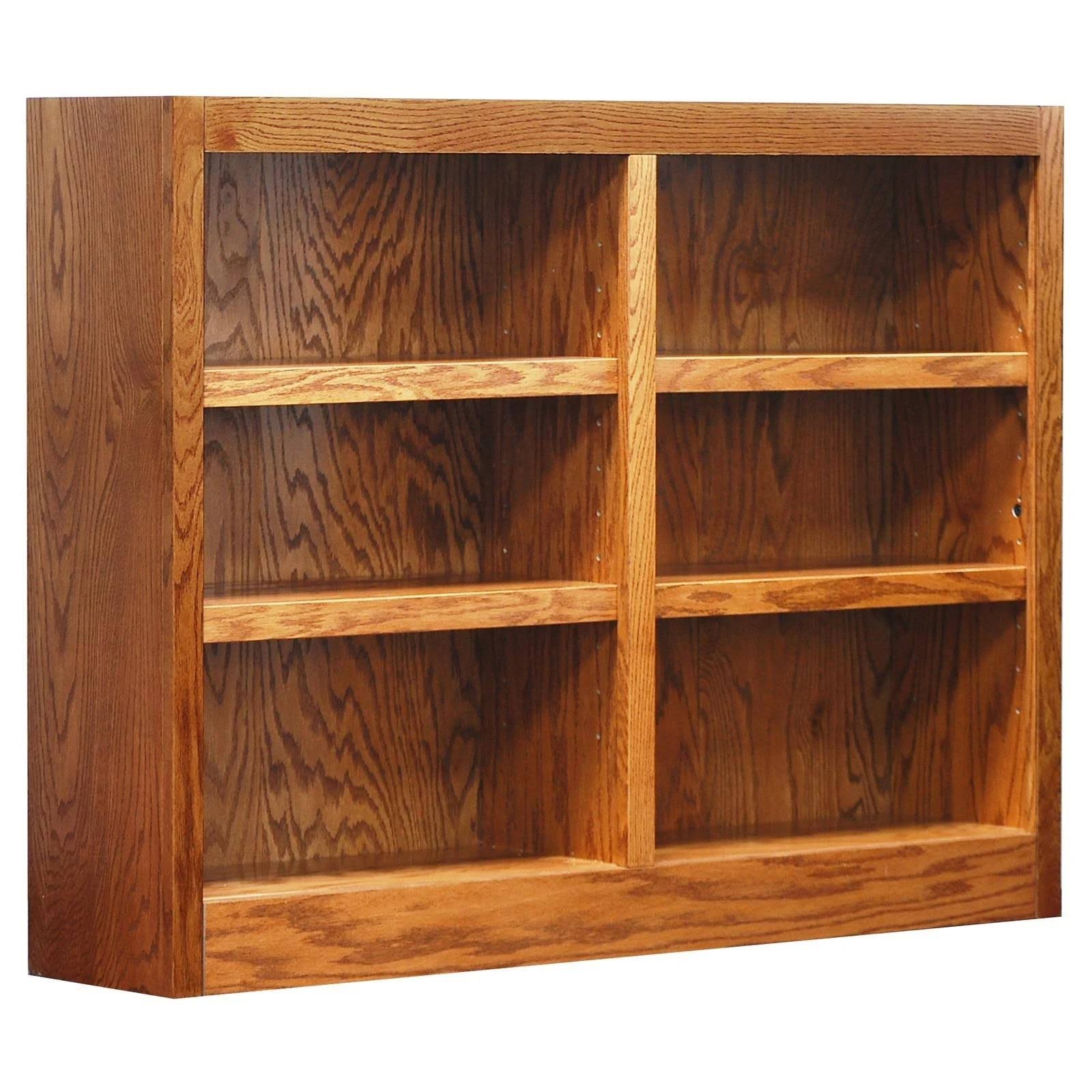 Concepts in Wood Double Wide Bookcase 12 Shelves Dry Oak