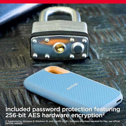 SanDisk 2TB Extreme Portable SSD - Up to 1050MB/s, USB-C, USB 3.2 Gen 2, IP65 Water and Dust Resistance, Updated Firmware - External Solid State Drive - SDSSDE61-2T00-G25