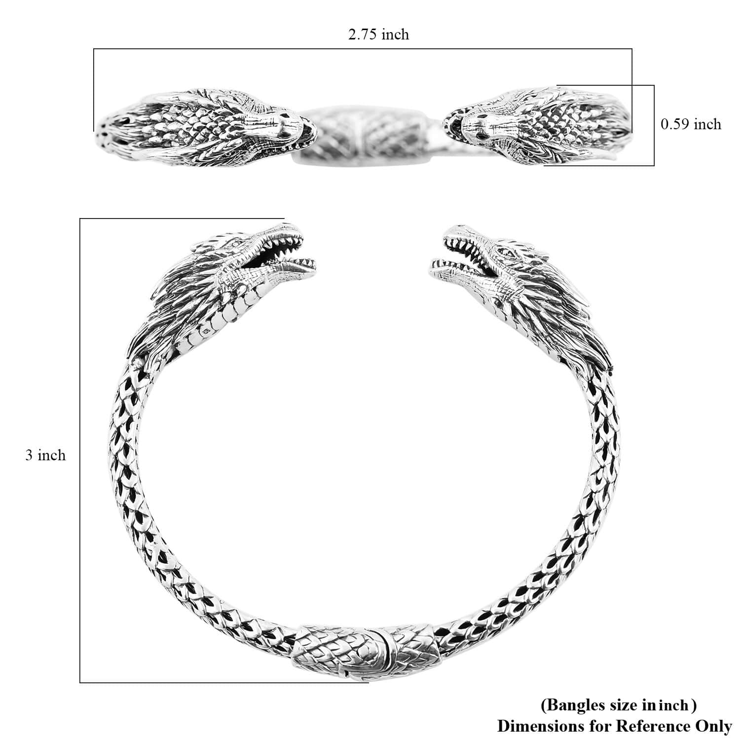 Shop LC BALI LEGACY 925 Sterling Silver Dragon Cuff Bangle Bracelet for Women Jewelry Size 7" 44 Grams Birthday Gifts for Women