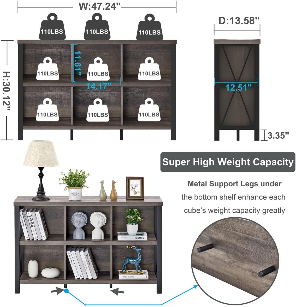 FATORRI Industrial Cube Bookcases and Bookshelves (Walnut Brown)